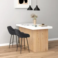 HOMCOM Set of Two Velvet-Feel Bar Stools - Grey(m-4)