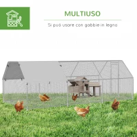 PawhutRecinto Gabbia per Galline in Metallo Galvanizzato Impermeabile, Pollaio con Porta e Copertura Oxford, 280x570x195cm(m-5)