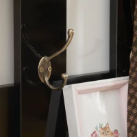 HOMCOM Recibidor con Espejo Perchero y Zapatero Muebles de Entrada con 6 Ganchos y Estantes para 8 Pares de Zapatos Negro(m-8)