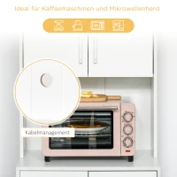 HOMCOM Küchenschrank Hochschrank mit 2 Türen Regal Mikrowellenregal Küchenbuffet mit unterem Aufbewahrungsschrank und 3 Schubladen Kommode Spanplatte Stahl Weiß 60 x 40 x 160 cm(m-6)