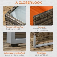 Outsunny Four-Piece Rattan Sofa Set, with Storage Table - Orange/Brown(m-7)