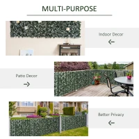 Outsunny 2-Piece Artificial Leaf Hedge Screen Privacy Fence Panel for Garden Outdoor Indoor Decor, Dark Green, 3M x 1.5M(m-5)