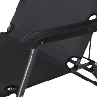 Outsunny Chaise Longue inclinable transat Bain de Soleil fauteuil relax jardin 2 en 1 Pliant têtière Amovible Charge Max. 136 Kg Toile Oxford Facile d'entretien Gris(m-9)