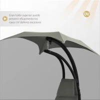 Outsunny Silla Colgante con Soporte con Toldo Estructura Metálica Antivuelco Carga 120 kg para Jardín Patio 190x110x190 cm Gris(m-5)