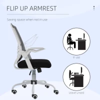 Vinsetto Mesh Office Chair, Computer Desk Chair with Flip-up Armrests, Lumbar Back Support and Swivel Wheels, Black(m-7)
