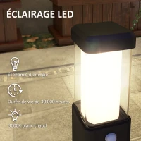 Outsunny Lot de 2 lampes d'extérieur, bornes lumineuse LED, Etanche IP65, Lanterne pour les chemins et les allées - noir(m-4)