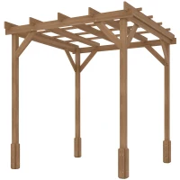 Outsunny 2 x 2m Wooden Pergola Kit, Decorative Garden Gazebo Shelter with Stable Structure for Climbing Vines, Flowers, Dark Brown(m-11)