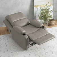 HOMCOM Recliner Chair, Microfibre Reclining Chair with Adjustable Leg Rest, Cup Holders, Recliner Armchair for Home Living Room, Brown(m-7)
