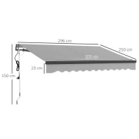 Outsunny 3 x 2.5m Electric Awning with Remote Controller, Aluminium Frame DIY Retractable Awning, UV30+ Sun Shade Canopy for Garden Patio Deck Door Window, Light Grey(m-3)