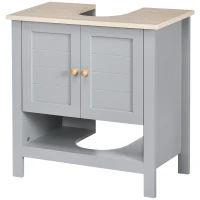 kleankin Under Sink Cabinet, Bathroom Vanity Unit, Pedestal Under Sink Design, Storage Cupboard with Adjustable Shelf, Grey(m-11)