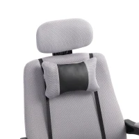 HOMCOM Fauteuil de bureau manager grand confort repose-pied tétière + coussin lombaires intégrés dossier inclinable revêtement tissu micro perforé gris noir(m-9)