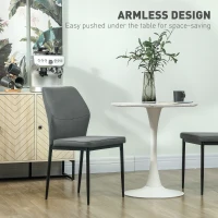 HOMCOM Velvet Dining Chairs Set of 2, Modern Armless Upholstered Kitchen Chairs with Metal Legs, Curved Back and Padded Seat, for Dining Room, Bedroom, Living Room, Grey(m-7)