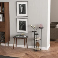 Outsunny Blumenständer, 5 Etagen, für Innen & Außen, Stahl+Tannenholz, 28x28x87cm, Braun/Schwarz(m-7)