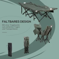 Outsunny Sonnenliege, klappbar, neigbare Rückenlehne, mit Becherhalter, bis 120 kg, 68 x 186 x 48 cm, Grau(m-4)