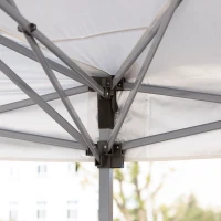 Outsunny Faltpavillon Gartenpavillon Pop-Up-Pavillion Stahl+Oxford+Mesh mit Tasche im Freien Cremeweiß 5,9 x 2,95 x 2,5 m(m-9)