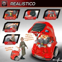 HOMCOM Officina Camion Giocattolo con Motore e 61 Accessori per Bambini 3-5 Anni, Ruote e Maniglia, 40x39x47cm, Rosso(m-5)