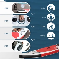 Outsunny Inflatable Stand Up Paddle Board, 10' x 30" x 6", Non-Slip SUP, with ISUP Accessories, Hand Pump, 3 Fins, Adj Paddle for Youth Adult Beginners/Experts - White(m-6)