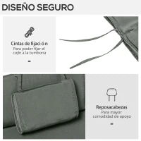 Outsunny Cojín para Tumbona de Exterior 198x53x5 cm Desenfundable y Lavable con Reposacabezas Extraíble Colchoneta Plegable de Algodón Cojín SOLO para Silla Reclinable de Jardín Gris(m-5)
