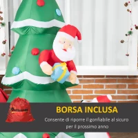 Outsunny Albero di Natale Gonfiabile con Babbo Natale e Cagnolino, Luci LED e Gonfiatore Incluso, 112x80x180cm(m-8)