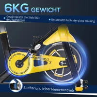 HOMCOM Fahrradtrainer höhenverstellbarer Heimtrainer Fitnessfahrrad Rollentrainer mit Riemenantrieb LCD-Display Stahl ABS Gelb+Schwarz 45,5 x 100 x 101-113 cm(m-5)
