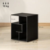 HOMCOM Side Table, 3 Tier End Table with Open Storage Shelves for Living Room, Bedroom, Black(m-3)