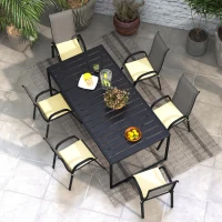 Outsunny Lot de 6 Coussins de chaise de jardin extérieur Rembourrage 3 cm Tissu Polyester dim. 42L x 42l cm Beige(m-6)