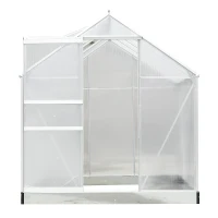 Outsunny Serre de Jardin Aluminium Polycarbonate 9,74 m³ 2,5L x 1,9l x 2,05H m avec Fondation fenêtres Porte coulissante(m-6)