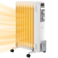 HOMCOM Radiador de Aceite Silencioso de 9 Elementos 2000W con Temperatura Ajustable Protección contra Sobrecalentamiento Blanco(m-1)