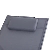Outsunny Tumbona de Jardín Aluminio Reclinable con Respaldo Ajustable de 5 Niveles Reposapiés Regulable y Reposacabezas Extraíble para Terraza Balcón Exterior 66x152x81 cm Gris(m-9)