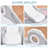 HOMCOM Kinderrutsche Babyrutsche Indoor-Rutsche faltbare Spielzeugrutsche Cartoon-Astronautenform für 1-3 Jahre Kinder verlängert sicher Dreiecksstruktur PE Grau 133x52x58 cm(m-6)