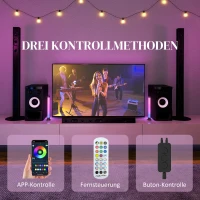 HOMCOM 2er-Set LED-Lampe, Tischlampe mit App- und Fernsteuerung, Musik-Synchronisation, Farb-Modi, Timer, Weiß(m-5)