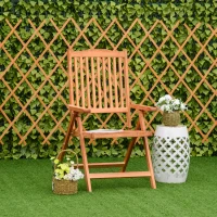Outsunny Outdoor Garden Folding Dining Chair Patio Armchair Acacia Wood 5-Position Adjustable Recliner Reclining Seat(m-2)