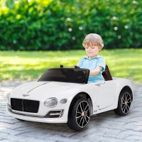 HOMCOM Kinderauto Bentley GT lizenzierte Kinderfahrzeug Elektroauto mit Fernbedienung 2 x 390 Motoren Kinder Weiß 108 x 60 x 43 cm(m-2)