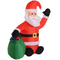 HOMCOM Papa Noel Inflable 70x45x120cm Luces LED + Bolsa Regalo Decoracion Navidad Santa(m-10)