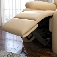 HOMCOM Poltrona Relax Reclinabile con Poggiapiedi in Finta Pelle e Imbottitura in Spugna, 78x90x105cm, Beige(m-8)