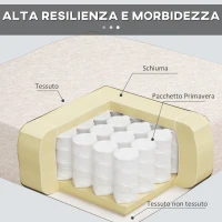 HOMCOM Divano Letto 3 Posti in Tessuto con Poggiapiedi e Schienale a 5 Reclinazioni, 213x91x83cm, Crema(m-7)