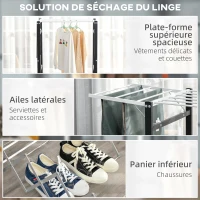 HOMCOM Séchoir à linge étendoir à vêtements pliable réglable avec 4 roulettes - grand capacité - 157,5 x 54 x 101 cm(m-4)