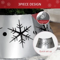 HOMCOM Christmas Tree Collar, 66cm Christmas Tree Base Cover with Hollow Snowflake Patterns, Xmas Decoration for Party, Holiday, Home, Silver(m-6)