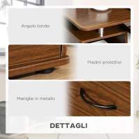 HOMCOM Scrivania per Computer Moderna Porta PC in Legno con Cassetti, Scrivania Salvaspazio Con Libreria, Mensola Estraibile e Porta Tastiera, 120x55x85cm, Marrone(m-6)