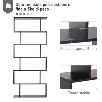 HOMCOM Libreria Legno Design Moderno con 6 Ripiani 80 × 23 × 192cm Nero(m-6)