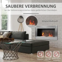 HOMCOM Edelstahl Gelkamin Ethanolkamin Bioethanol Kaminofen Wandkamin Silber 110 x 54 x 14 cm(m-6)