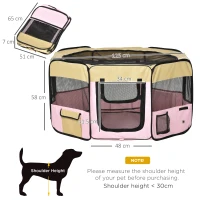 PawHut Box per animali Recinzione per cuccioli Cuccia , Dimensioni: 125 x 125 x 58 cm, Colore : rosa(m-3)