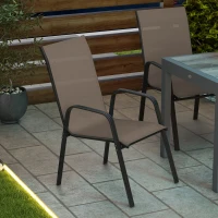 Outsunny Set of Four Stackable Mesh Seat Chairs - Grey(m-9)