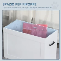 PawHut Ciotole Rialzate per Cani Grandi, Supporto in MDF con 2 Ciotole in Acciaio Inox, 60x30x41 cm, Bianco(m-8)