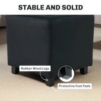 HOMCOM Velvet-Feel Square Ottoman - Grey(m-6)