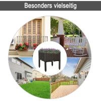 Outsunny Hochbeet, Pflanzkasten mit Abflusslöchern, Blumenkasten im Rattan-Look, Kunststoff, Braun, 40 x 40 x 44 cm(m-5)