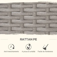 Outsunny Set Mobili da Giardino Esterno Tavolo con 4 Sedie 4 Poggiapiedi 9pz Rattan Grigio(m-6)
