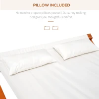 Outsunny Garden Day Rocking Bed Sun Lounger Patio Furniture Hammock With Pillows Wood(m-6)