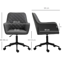 Vinsetto Office Desk Chair, Leather-Feel Fabric Computer Swivel Chair with Rolling Wheels and Adjustable Height for Home, Grey(m-3)