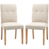 HOMCOM Conjunto de 2 Sillas de Comedor Sillas de Cocina con Respaldo Alto Asiento Acolchado de Tacto de Lino 50x62x96 cm Beige(m-10)